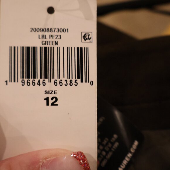 NWT Lauren Ralph Lauren Black Label Goat Suede High-Rise Boot Pants – Dark Olive - Picture 13 of 15